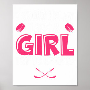 Hockey Speel Als Een Meisje Humor Liefhebber IJsho Poster