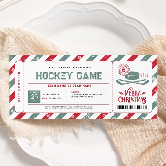 Hockey Spel Kerstcadeau Ticket Kaart