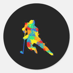 Hockey Speler IJshockey Jeugd Ronde Sticker