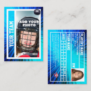 Hockey Speler Trading Kaart Souvenir Blauwe stra Contactkaartje