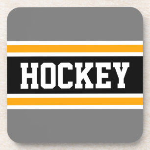 HOCKEY Sportief Grijs Geel Zwart Wit Strepen Bier Onderzetter