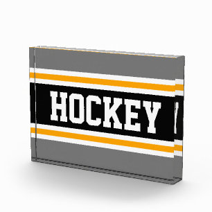 HOCKEY Sportief Grijs Zwart Wit Geel Strepen Fotoblokken