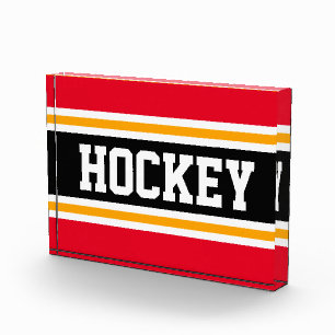 HOCKEY Sportief Helder Rood Zwart Geel Strepen Fotoblokken