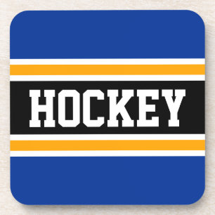 HOCKEY Sportieve Marine Gouden Gele Zwarte Strepen Bier Onderzetter