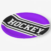 HOCKEY Sportieve Paarse Zwart Wit Racing Stripes Papieren Bordje (Gekanteld)