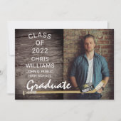 Hockey Sports Rustic Photo Graduation Faire-part (Devant)