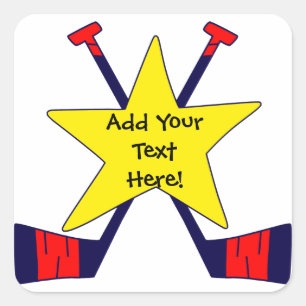 Hockey Star - Voeg je eigen tekst toe! Vierkante Sticker