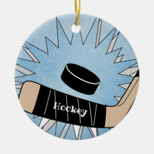 Hockey Stick Design Ceramic Ornament