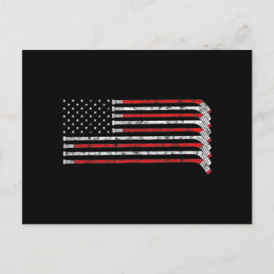 Hockey Stick USA Flag Fed Hockey Player Feestdagenkaart
