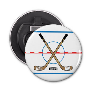 Hockey Sticks en Center Ice Team Cadeauidee Button Flesopener