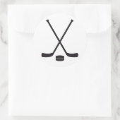Hockey Sticks en Puck Ronde Sticker (Tas)
