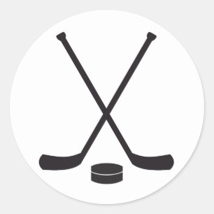 Hockey Sticks en Puck Ronde Sticker