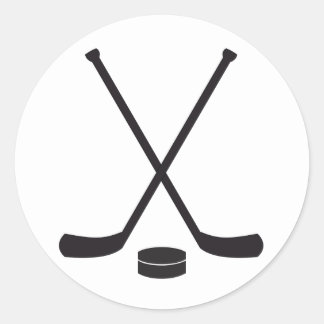 Hockey Sticks en Puck Ronde Sticker
