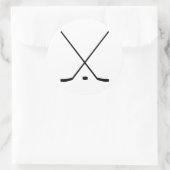 Hockey Sticks en Puck Ronde Sticker (Tas)
