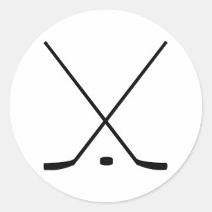 Hockey Sticks en Puck Ronde Sticker
