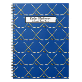 Hockey Sticks | MVP Puck Pattern Blue Name Object Notitieboek