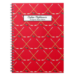 Hockey Sticks |MVP Puck Pattern Red Name | Onderwe Notitieboek