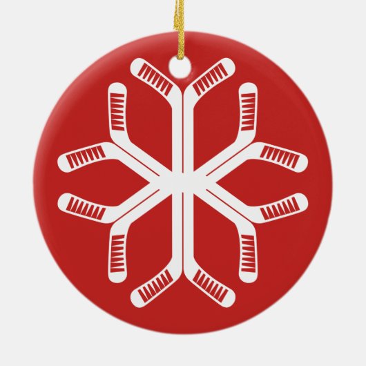 Hockey Sticks Snowflake Holiday Decorting Keramisch Ornament (Achterkant)