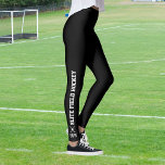 Hockey sur gazon personnalisé Leggings Nom de l'éq<br><div class="desc">Des leggings sur mesure pour vous ou toute votre équipe de hockey sur gazon. Votre nom d'équipe monte les jambes et votre monogramme, nom ou numéro est placé juste au-dessus de la cheville et sous des bâtons de hockey de terrain croisés et une balle. Vous pouvez modifier la couleur arrière...</div>
