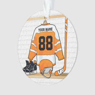 Hockey sur glace orange et blanc personnalisé