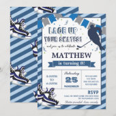 Hockey sur glace Patineur garçon Invitation de fêt (Devant / Derrière)