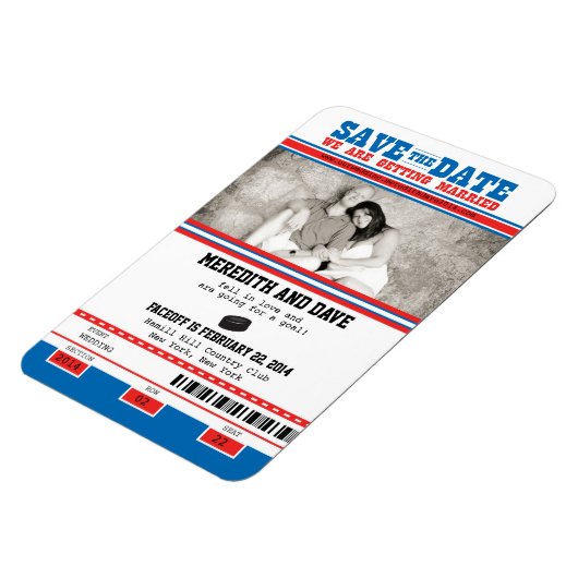 Hockey Ticket Photo Save the Date Magneet (Linkerzijde)