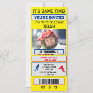 Hockey Ticket Verjaardag Feest Uitnodiging