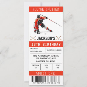 Hockey Ticket Verjaardagsuitnodiging Sjabloon Kaart