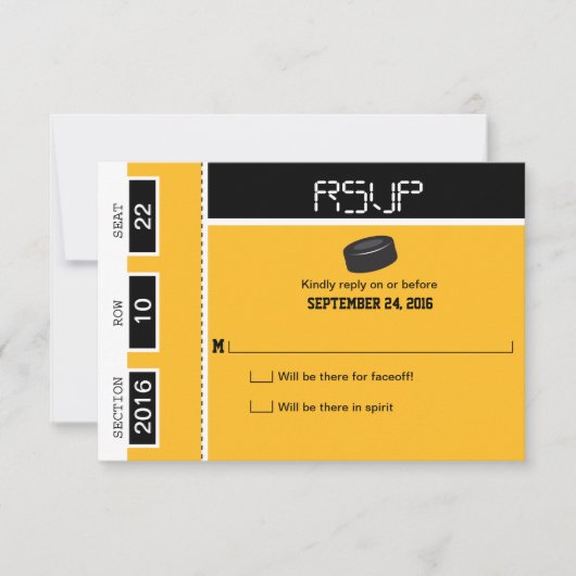 Hockey Ticket Wedding RSVP (Voorkant)