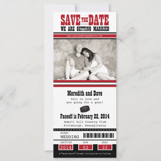 Hockey Ticket Wedding Save the Date (Voorkant)