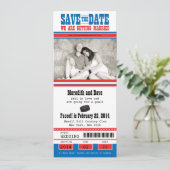 Hockey Ticket Wedding Save the Date (Staand voorkant)