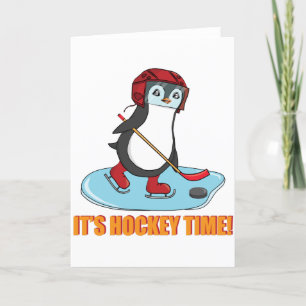 Hockey Time - Cute Penguin Ice Hockey Feestdagen Kaart