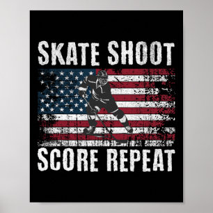 Hockey Usa Amerikaanse Vlag Grappige Vierde Juli H Poster