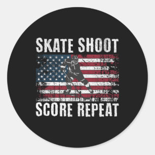Hockey Usa Amerikaanse Vlag Grappige Vierde Juli H Ronde Sticker