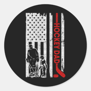 Hockey Vader Amerikaanse Vlag Vaderdag Gift voor H Ronde Sticker