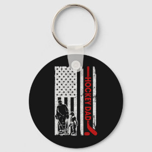 Hockey Vader Amerikaanse Vlag Vaderdag Gift voor H Sleutelhanger