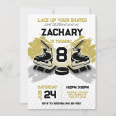 Hockey verjaardagsuitnodiging GOLD thema Kaart (Voorkant)