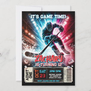 Hockey verjaardagsuitnodiging   Hockey Ticket Them Kaart