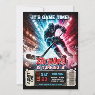 Hockey verjaardagsuitnodiging | Hockey Ticket Them Kaart