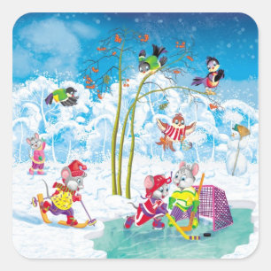 hockey vierkante sticker