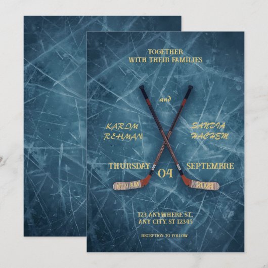 Hockey Wedding Invitation – Sporty & Romantic Desi (Devant / Derrière)