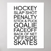 Hockey Words Typography Poster