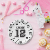 Hockey zwart en wit 12e verjaardag papieren bordje (Feest)
