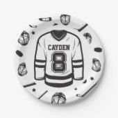 Hockey zwart en wit 8e verjaardag papieren bordje (Voorkant)