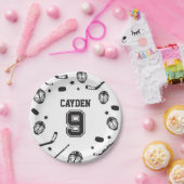 Hockey zwart en wit 9e verjaardag papieren bordje (Feest)