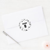 Hockey zwart-wit Verjaardag Ronde Sticker (Envelop)