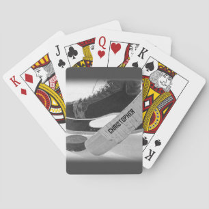 Hockey zwarte Schaatsen gepersonaliseerd Pokerkaarten
