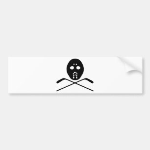 hockeybeveiligingsmasker en -stickpictogram bumpersticker