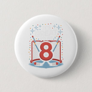 Hockeydoel en -sticks Het is geweldig om 8 te zijn Ronde Button 5,7 Cm