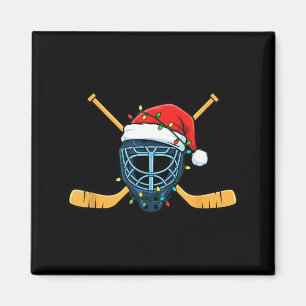 Hockeymasker met kerstmannenhoed Kerstverlichting Magneet
